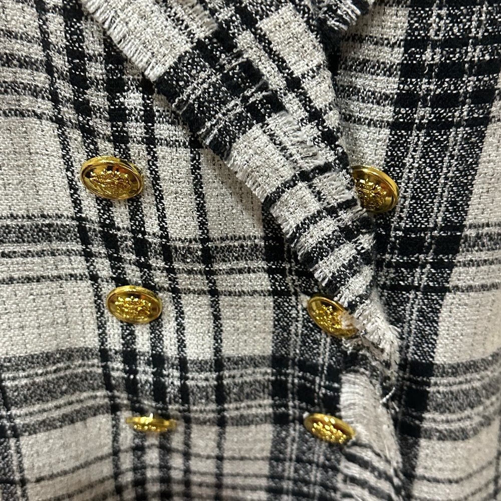 G by Giuliana black and white plaid tweed double breasted blazer. Size XL - Picture 2 of 7